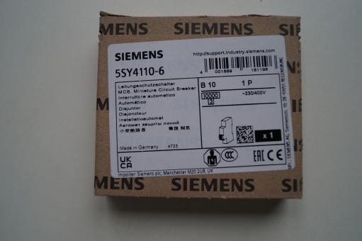 Miniature circuit breaker 230/400 V 10kA, 1-pole, B, 10A,D=70 mm 